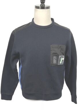 PRADA Navy Black Multi Utility Pocket Crewneck Sweatshirt Size S